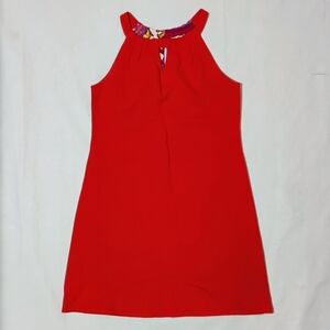 Women's Jude Connally Coral Red Halter Neck Key Hole Dress Size Small